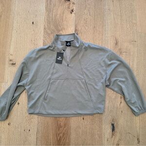 Cropped Butter Soft Quarter-Zip Pullover - Olive Green, NWT